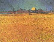Sunset : Wheat fields Near Arles Vincent Van Gogh